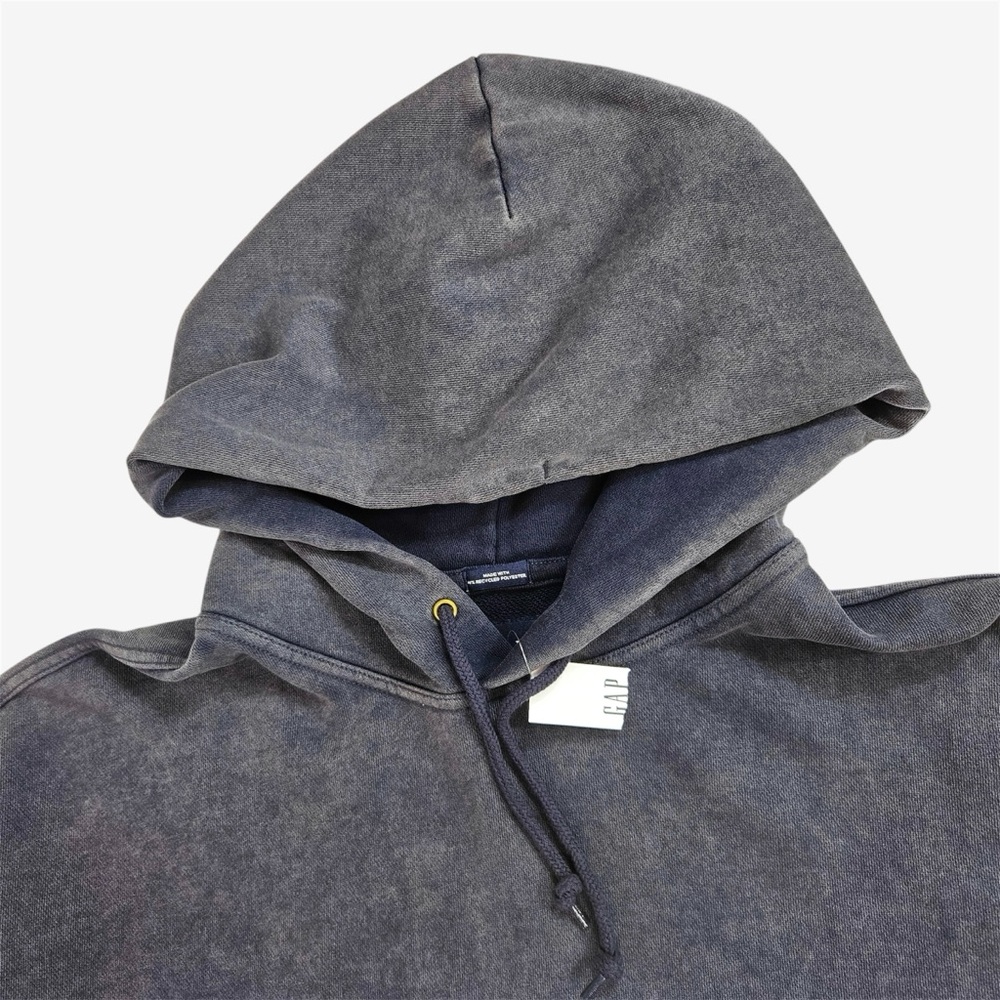 GAP Worldwide Logo Hoodie Acid Wash Navy Sweatshirt Dark Night Mens Size XL Tall - Picture 3 of 11